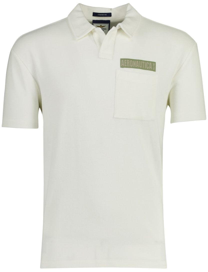 Poloshirt Aeronautica Militaire badstof off white v hals