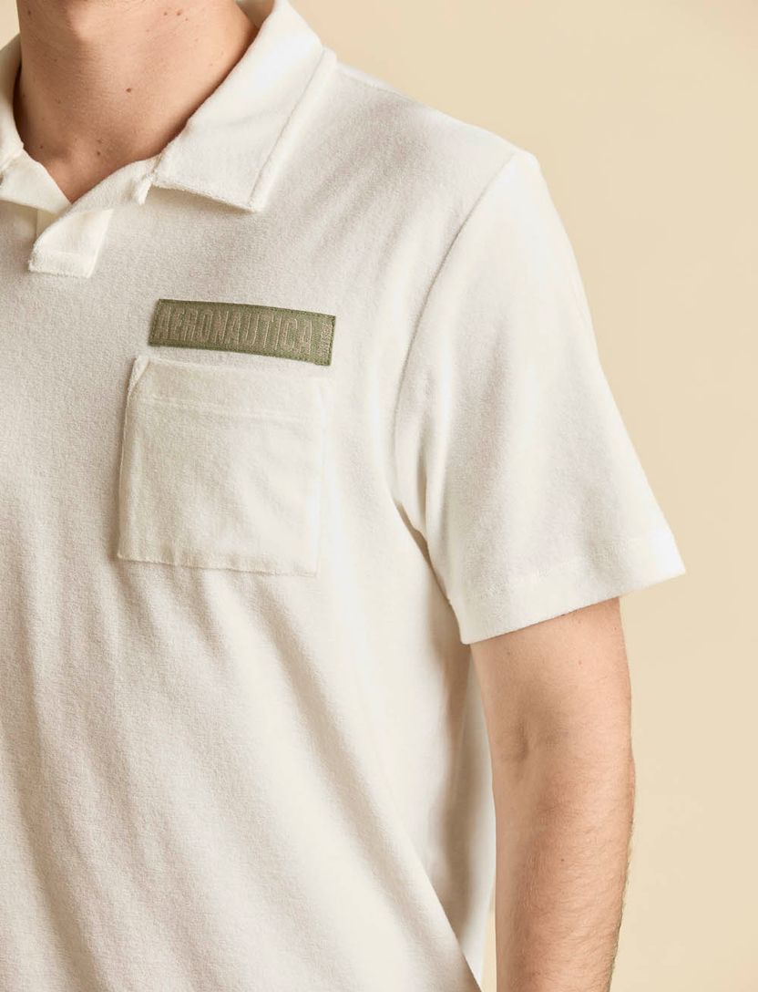 Poloshirt Aeronautica Militaire badstof off white v hals