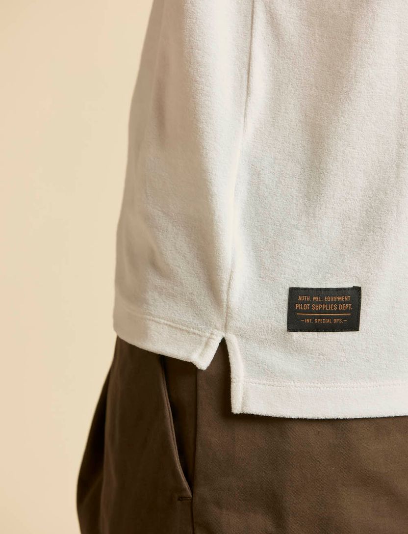 Poloshirt Aeronautica Militaire badstof off white v hals