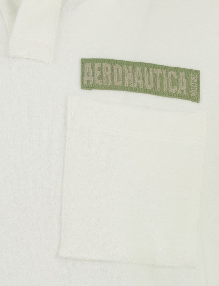 Poloshirt Aeronautica Militaire badstof off white v hals
