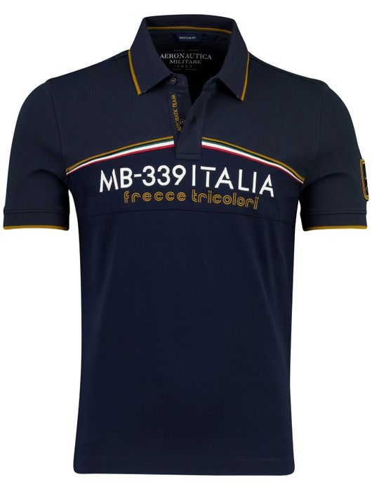 Korte mouwen polo Aeronautica donkerblauw met opdruk