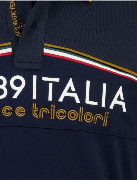 Korte mouwen polo Aeronautica donkerblauw met opdruk