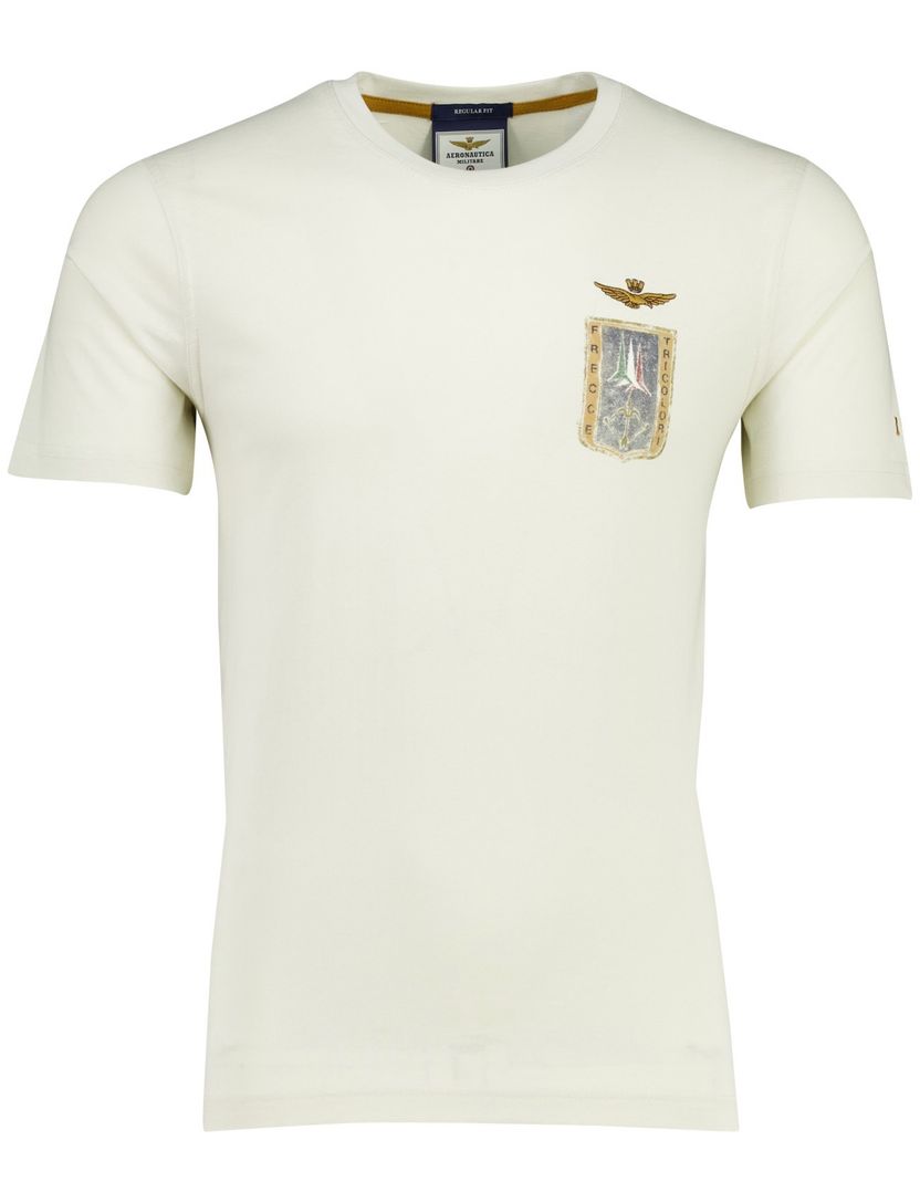 T-shirt Aeronautica Militaire beige met logoprint