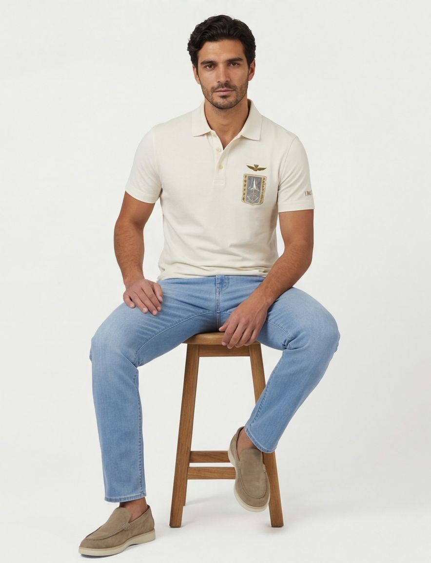 Aeronautica Militaire regular fit t-shirt ronde hals beige