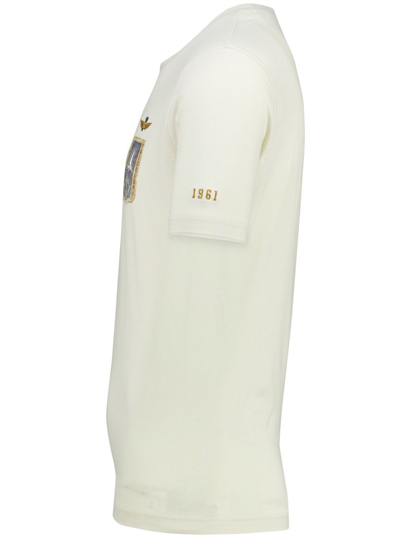 T-shirt Aeronautica Militaire beige met logoprint