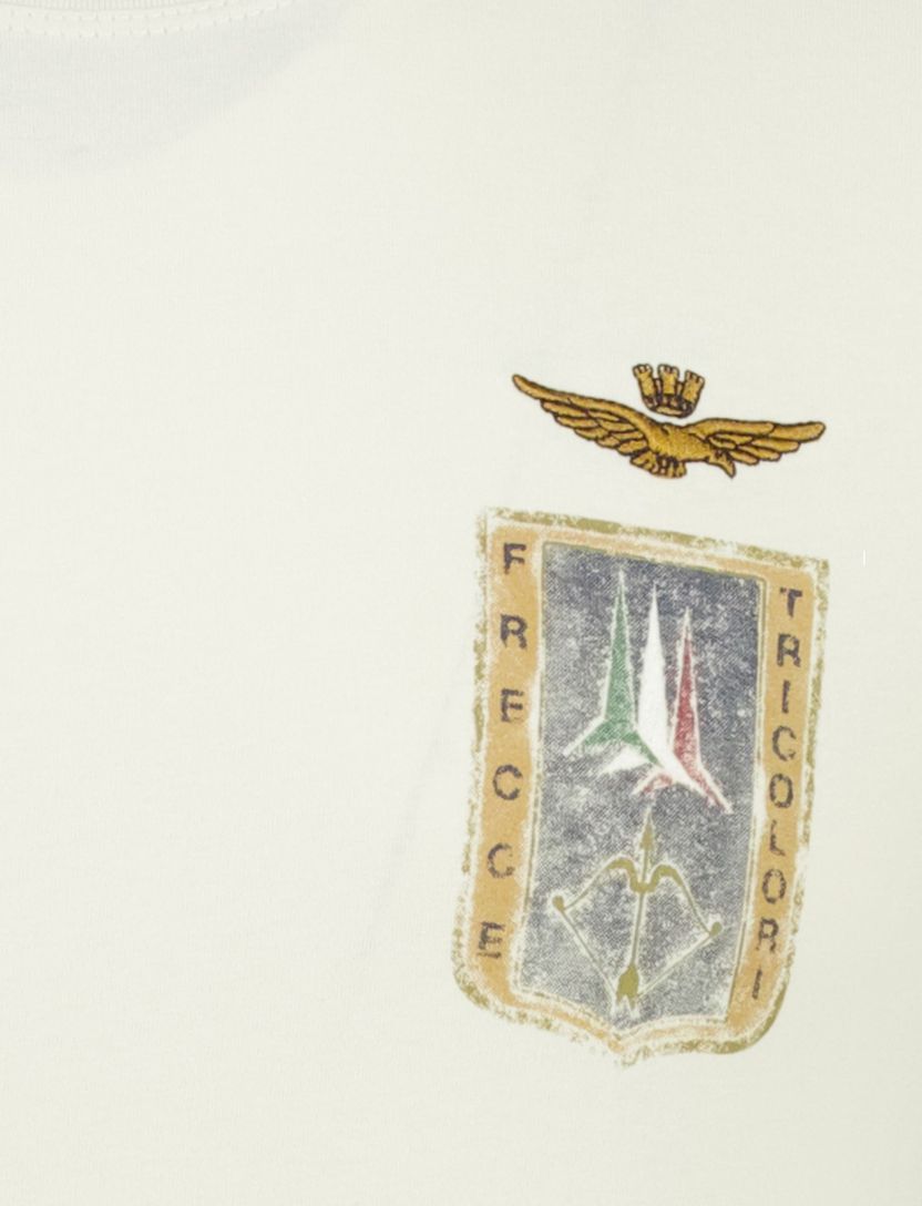 T-shirt Aeronautica Militaire beige met logoprint