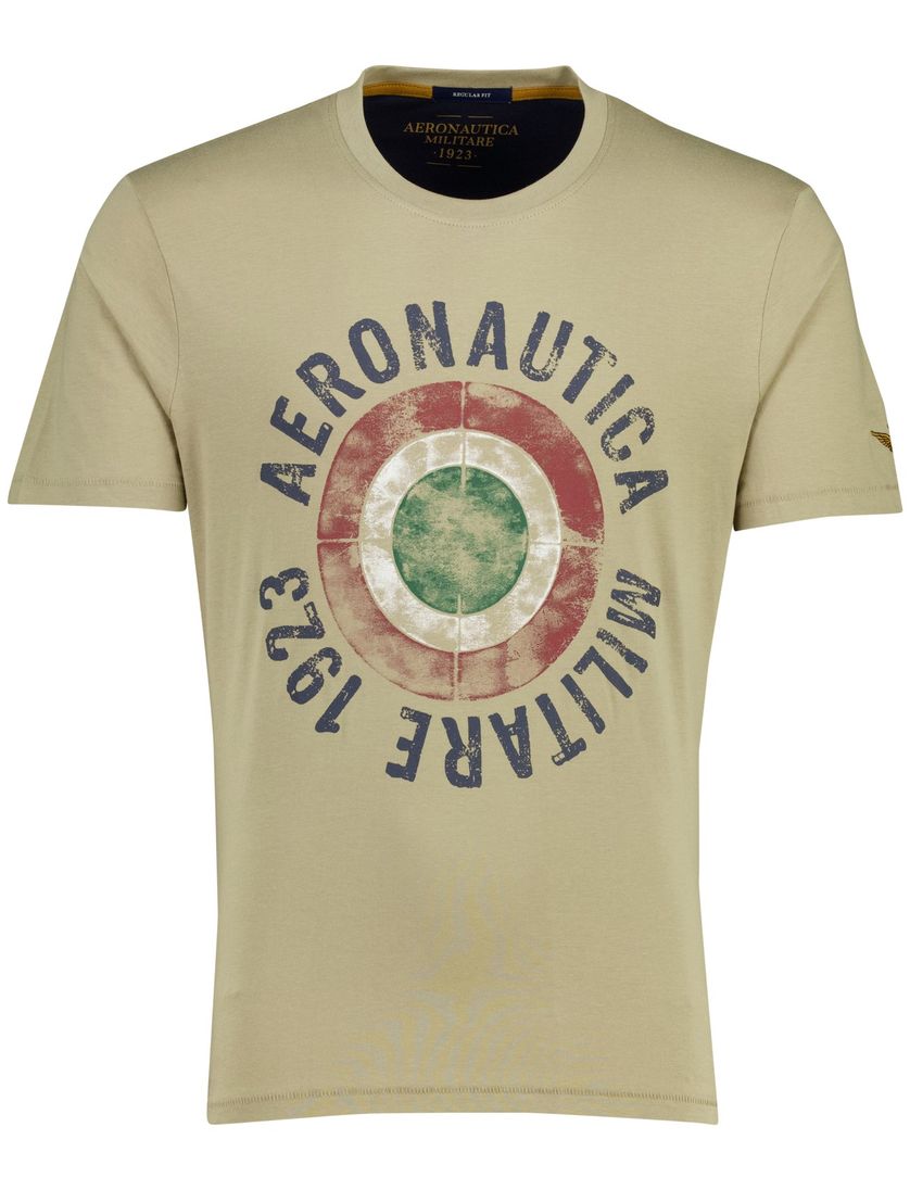 T-shirt Aeronautica Militaire bruin met print