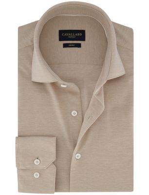 Cavallaro Beige overhemd Cavallaro slim fit jersey