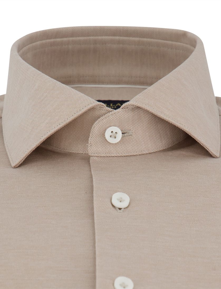 overhemd Cavallaro beige slim fit cutaway boord jersey