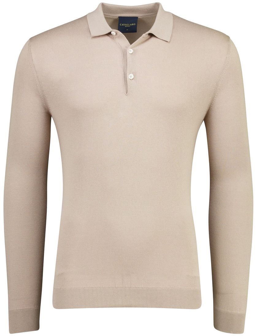 poloshirt 3-knoops Cavallaro Teodoro beige effen