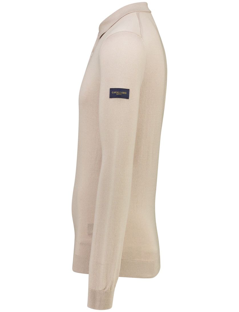 poloshirt 3-knoops Cavallaro Teodoro beige effen
