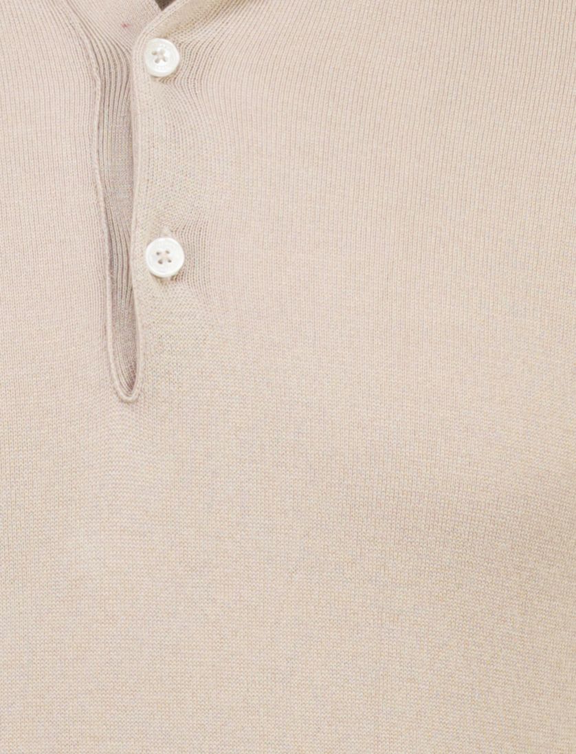 poloshirt 3-knoops Cavallaro Teodoro beige effen