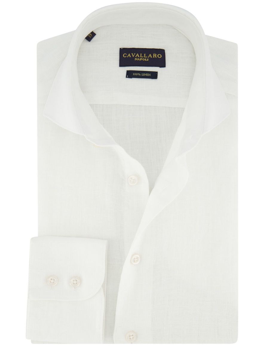 Overhemd Cavallaro Ferentino wit linnen cutaway boord