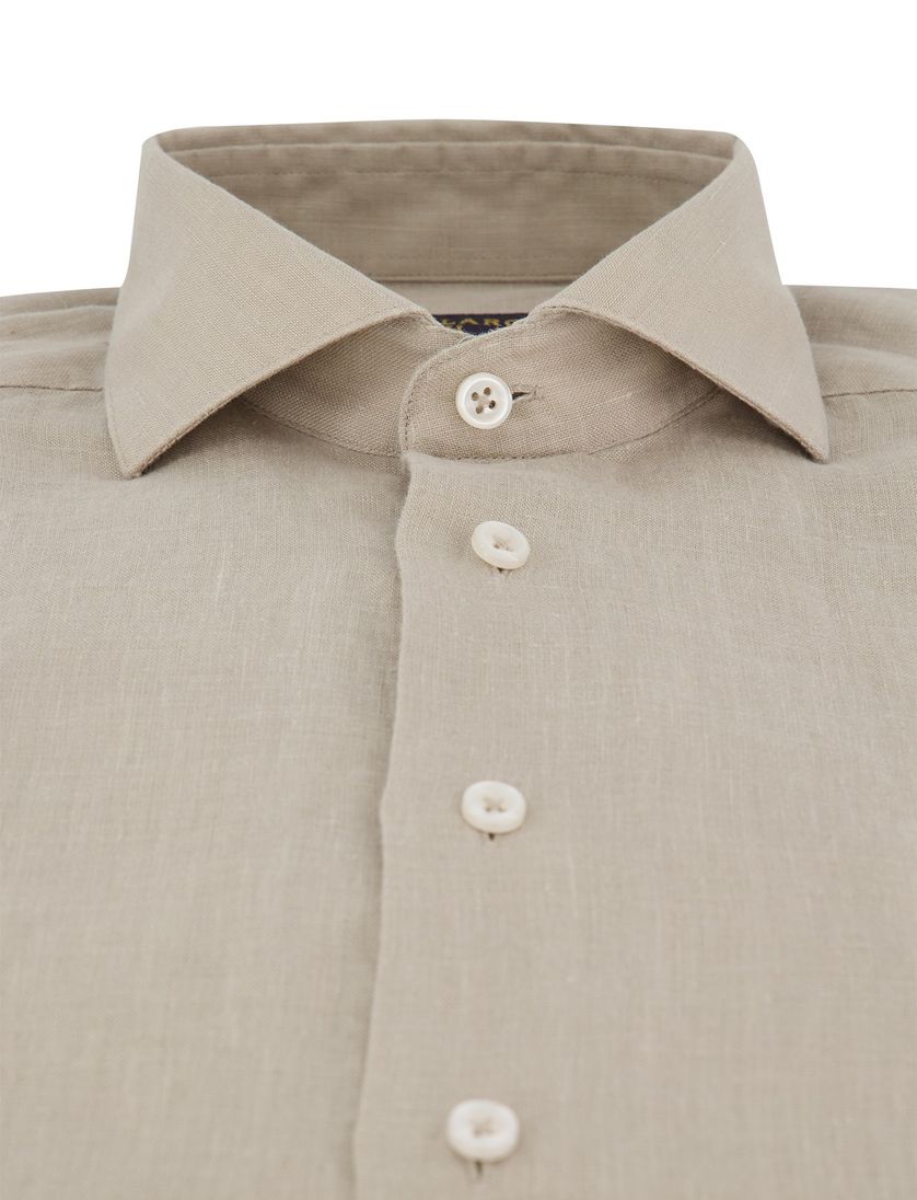Overhemd cavallaro beige ml7 slim fit wide spread boord-