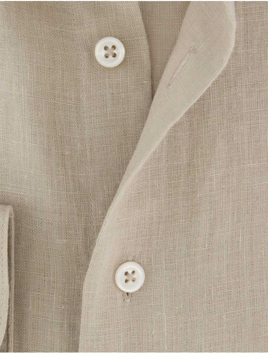 Linnen beige overhemd Cavallaro mouwlengte 7