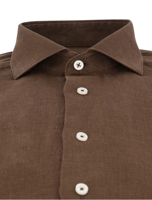 Cavallaro overhemd linnen bruin slim fit