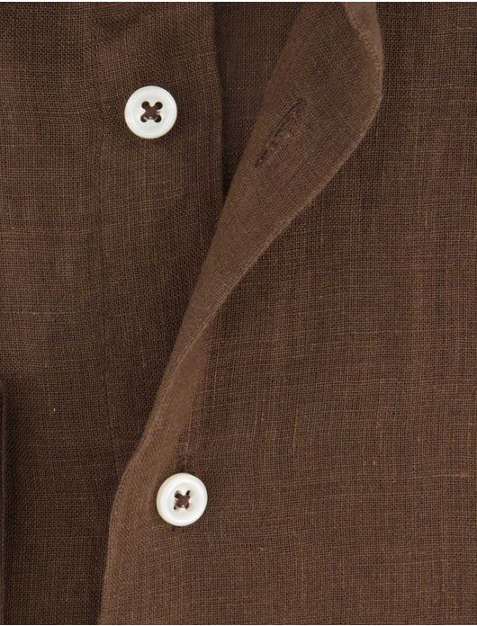 Cavallaro overhemd linnen bruin slim fit