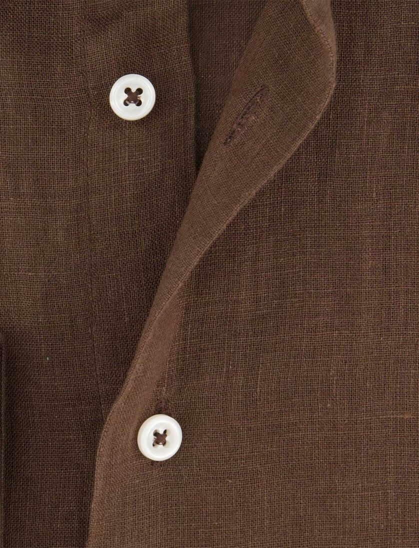 Overhemd cavallaro linnen bruin slim fit lange mouw