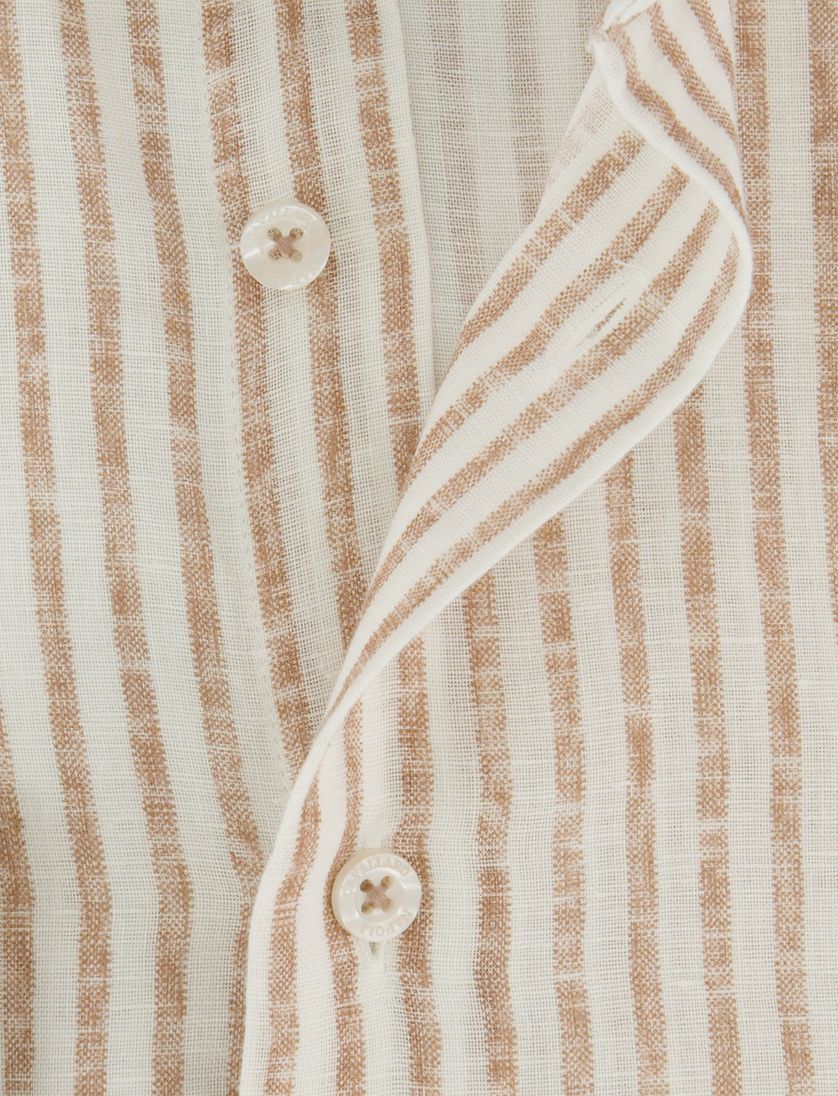 Overhemd cavallaro linnen slim fit oranje streepjes mouwlengte 7