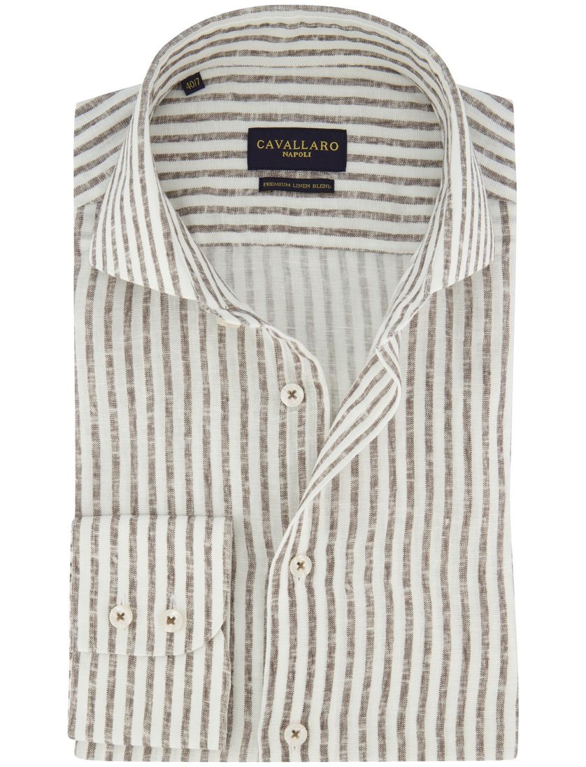 Overhemd slim fit cavallaro bruine streepjes ml7