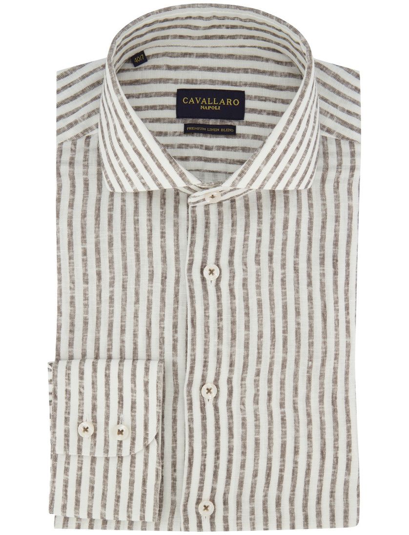 Overhemd slim fit cavallaro bruine streepjes ml7