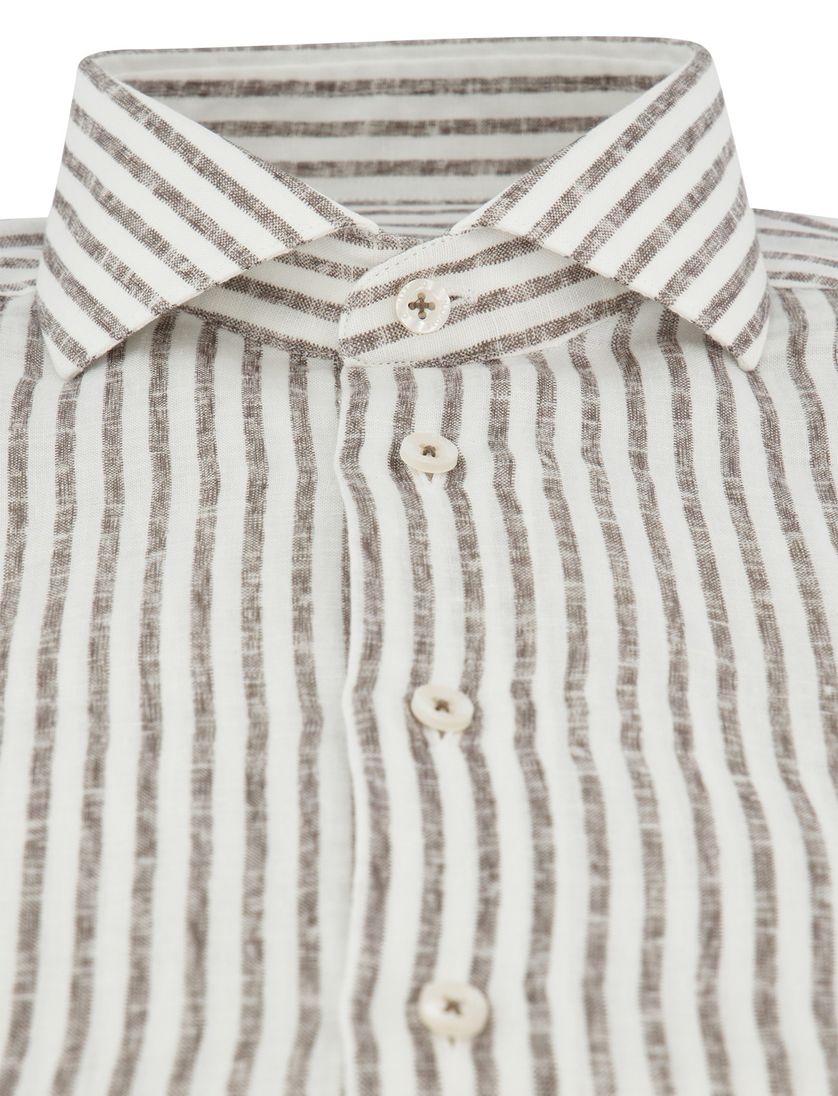 Overhemd slim fit cavallaro bruine streepjes ml7
