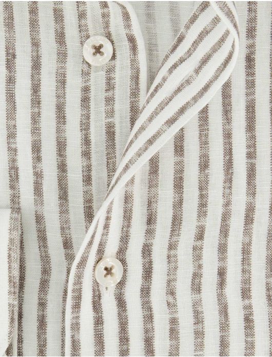 Bruin gestreept mouwlengte 7 overhemd cavallaro