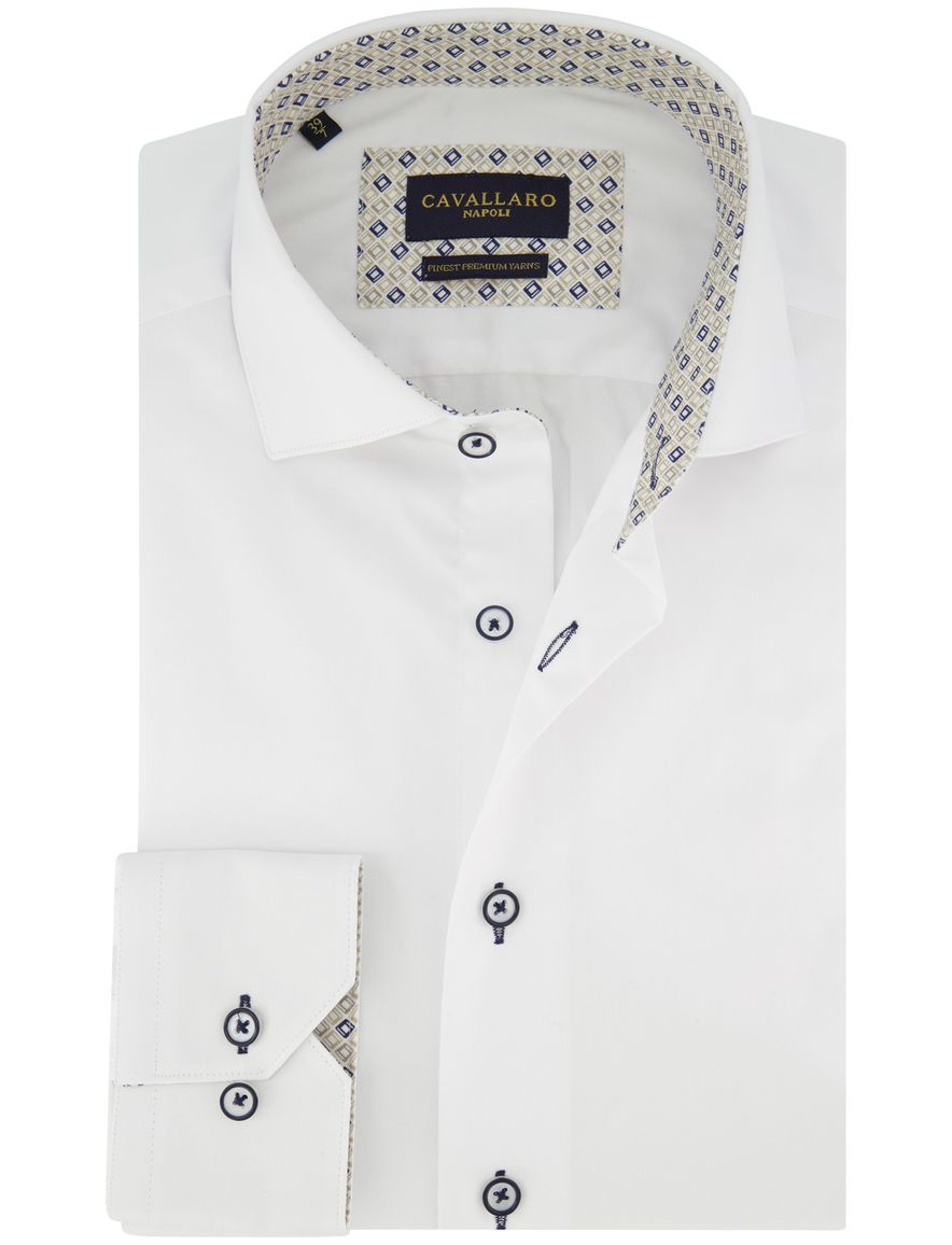 Overhemd slim fit Cavallaro Fiuggi mouwlengte 7 wit 100% katoen
