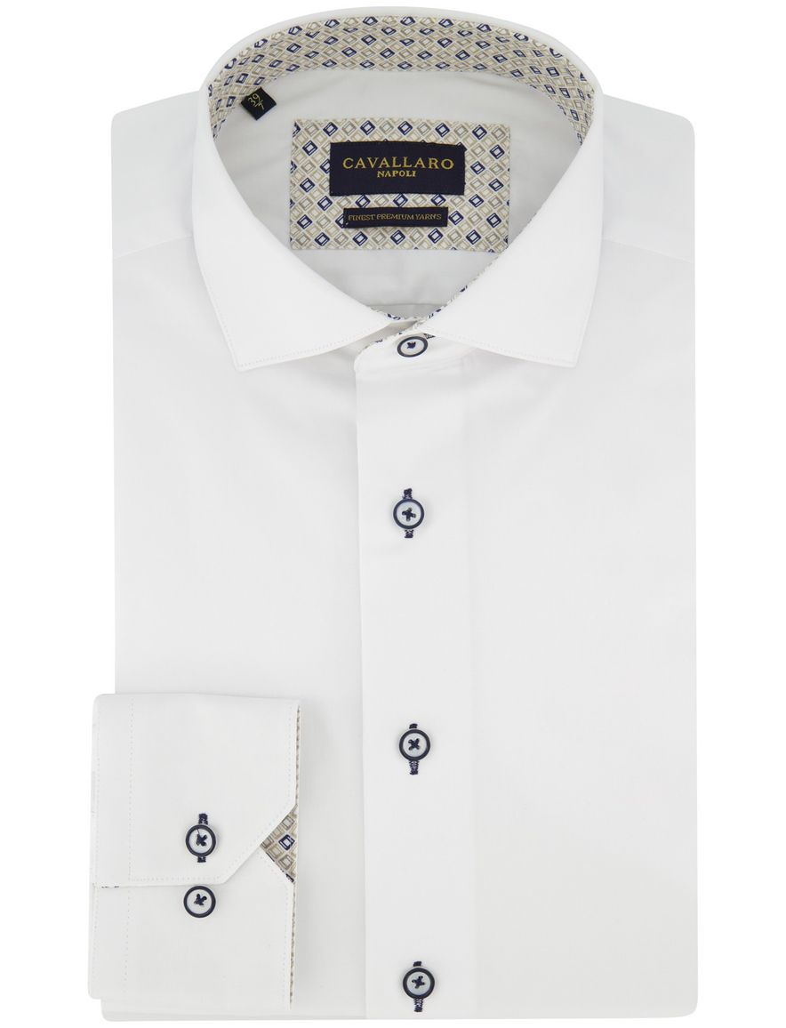 Overhemd slim fit Cavallaro Fiuggi mouwlengte 7 wit 100% katoen