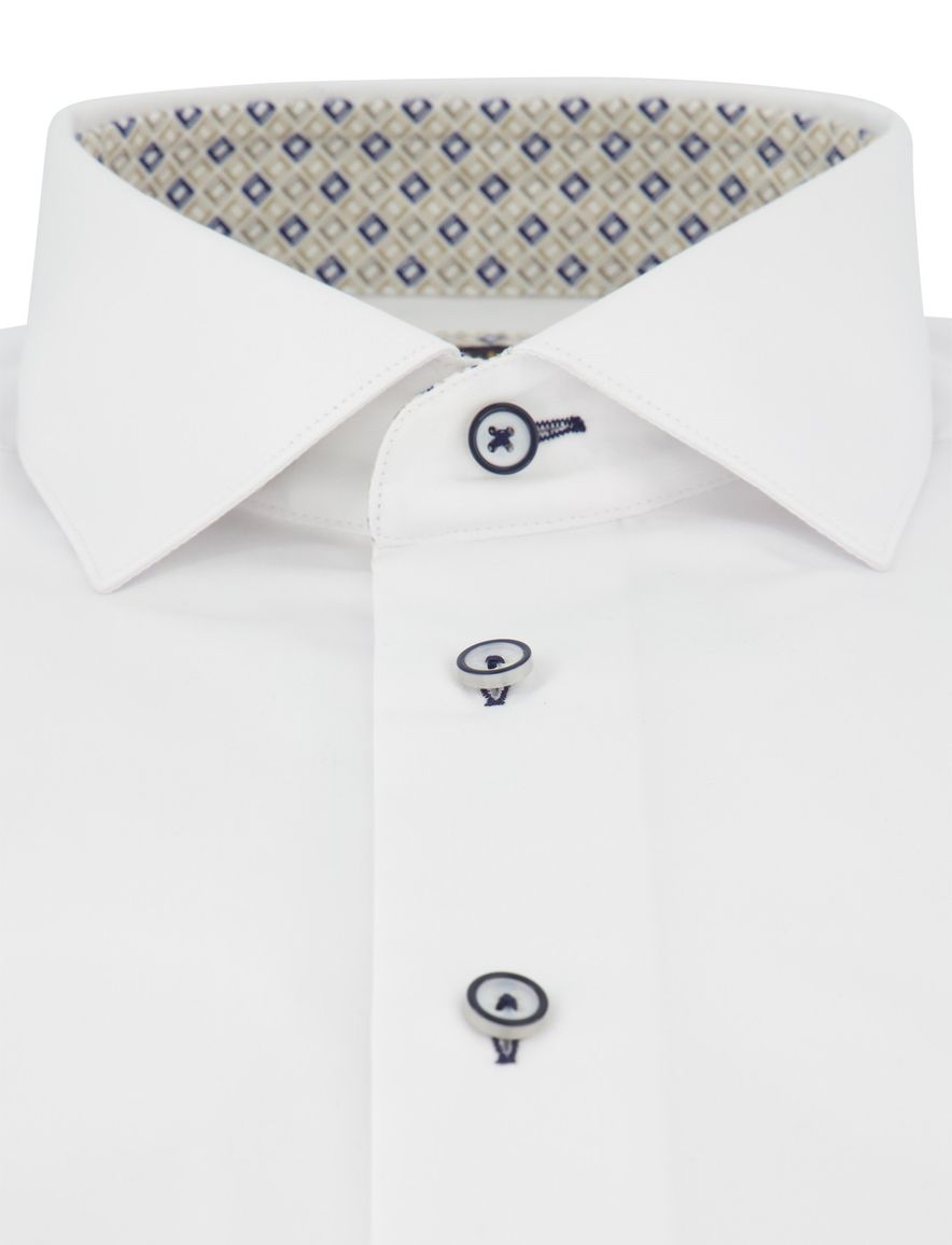 Overhemd slim fit Cavallaro Fiuggi mouwlengte 7 wit 100% katoen