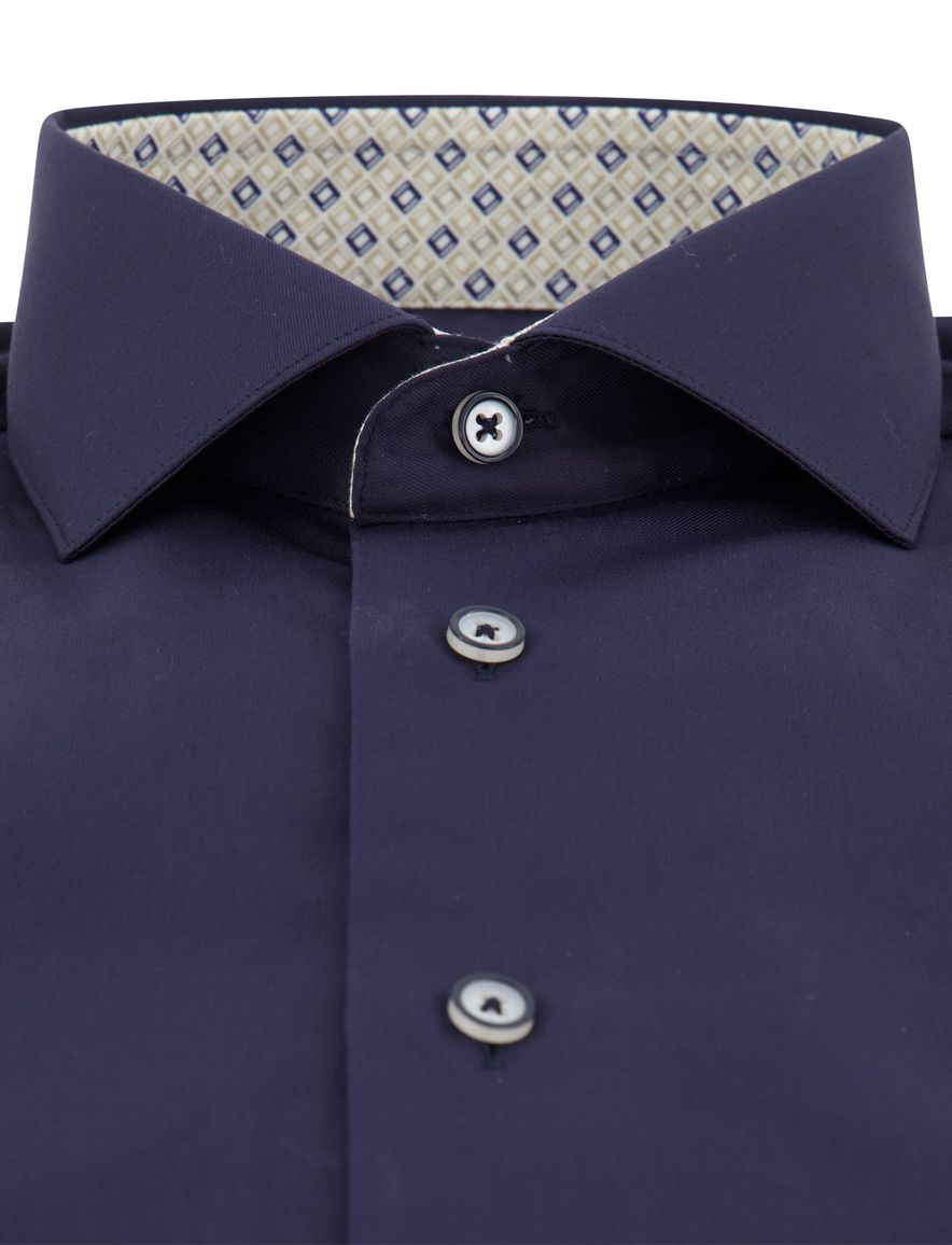 Cavallaro overhemd navy Fiuggi semi wide spread boord