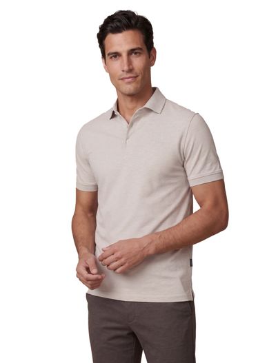 Cavallaro Poloshirt Cavallaro beige Bavone 3 knoopjes korte mouw