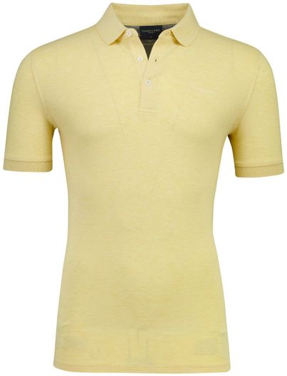 Cavallaro Goloshirt Cavallaro Bavone geel normale fit korte mouw knoopjes