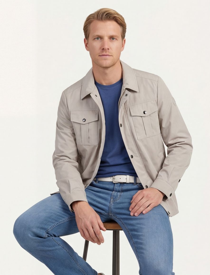 Reset beige zomerjas dubbele borstzak