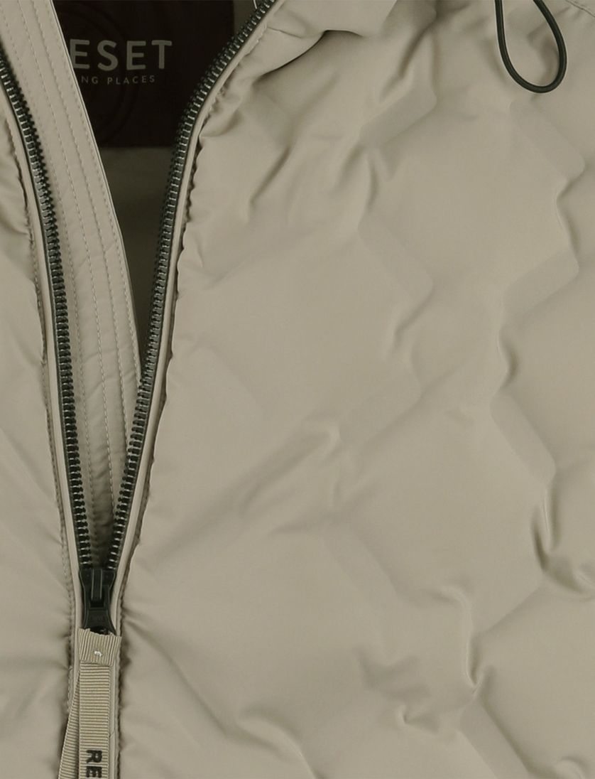 tussenjas Reset beige normale fit rits capuchon gewatteerd