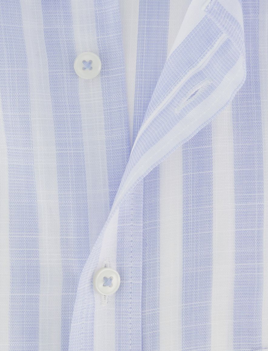 Wijde fit overhemd Eterna lichtblauwe strepen korte mouw