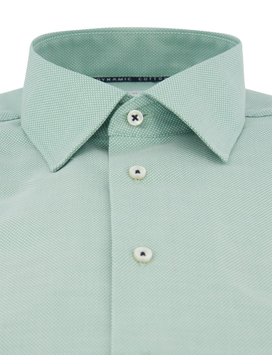 Wijde fit overhemd groen Eterna strijkvrij