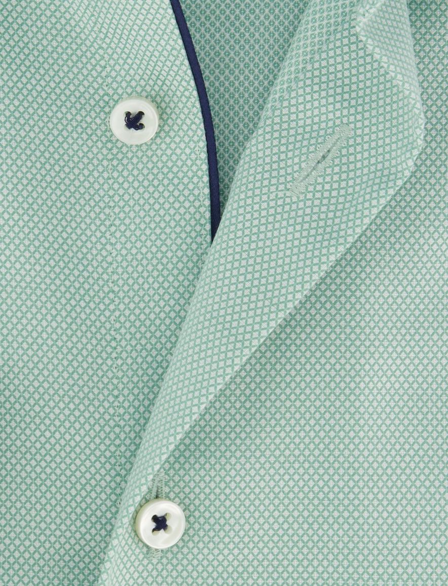 Wijde fit overhemd groen Eterna strijkvrij