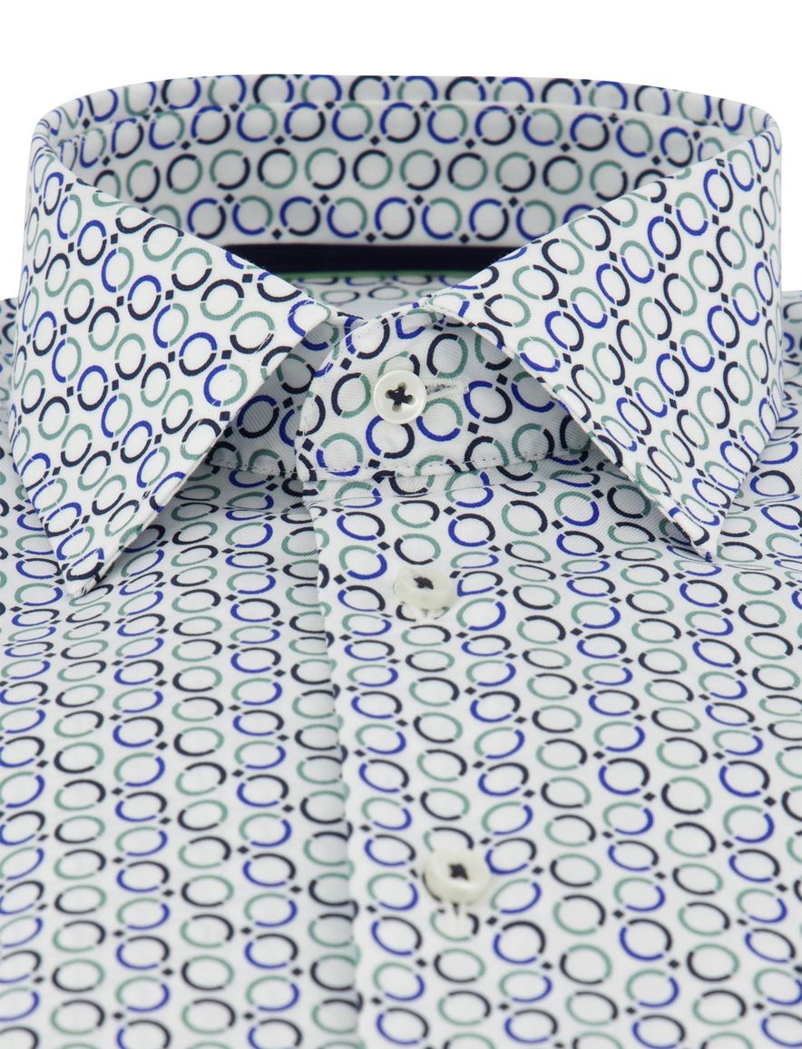 Strijkvrij overhemd blauw geprint Eterna Comfort fit mouwlengte 7