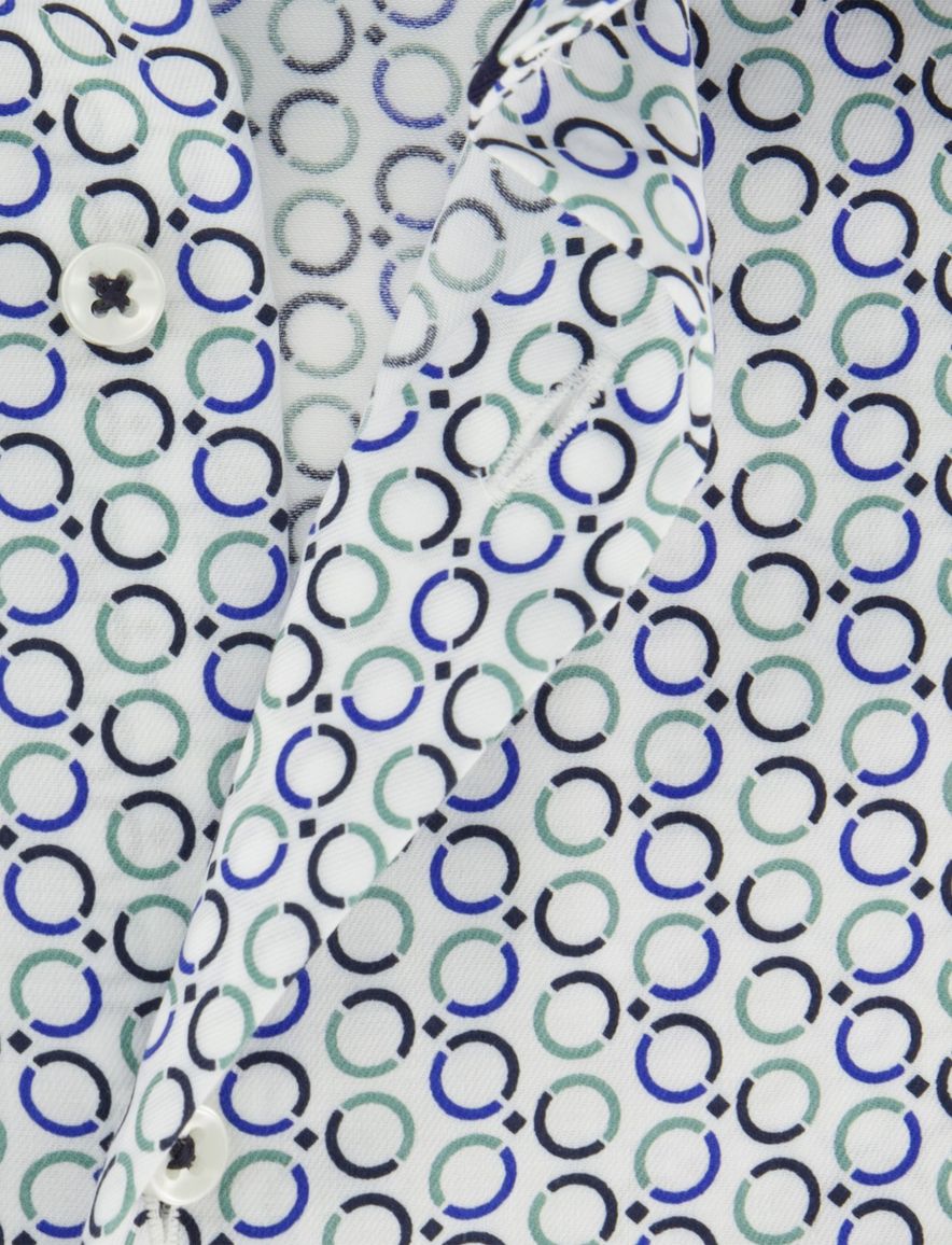 Strijkvrij overhemd blauw geprint Eterna Comfort fit mouwlengte 7