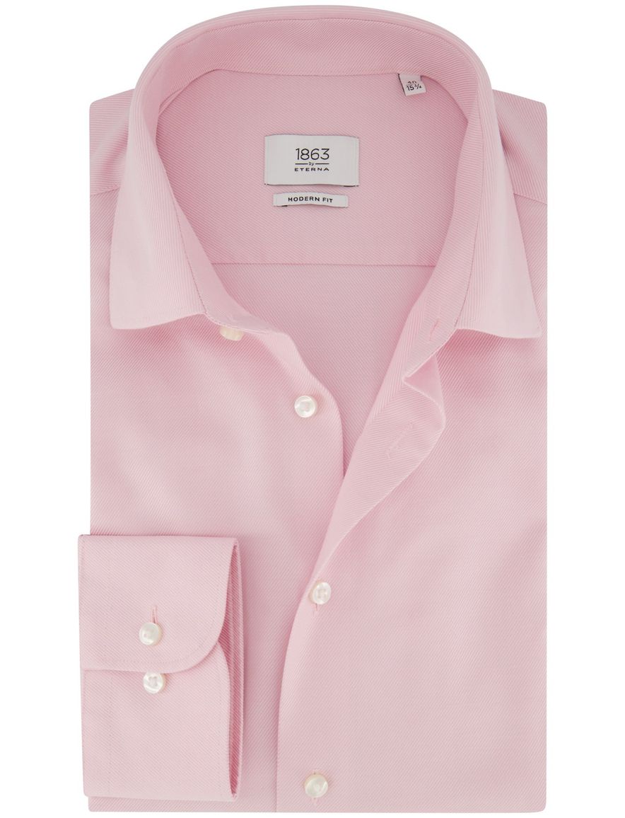 Roze overhemd Eterna Modern fit semi-wide spread boord
