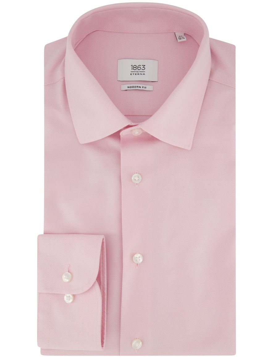 Roze overhemd Eterna Modern fit semi-wide spread boord