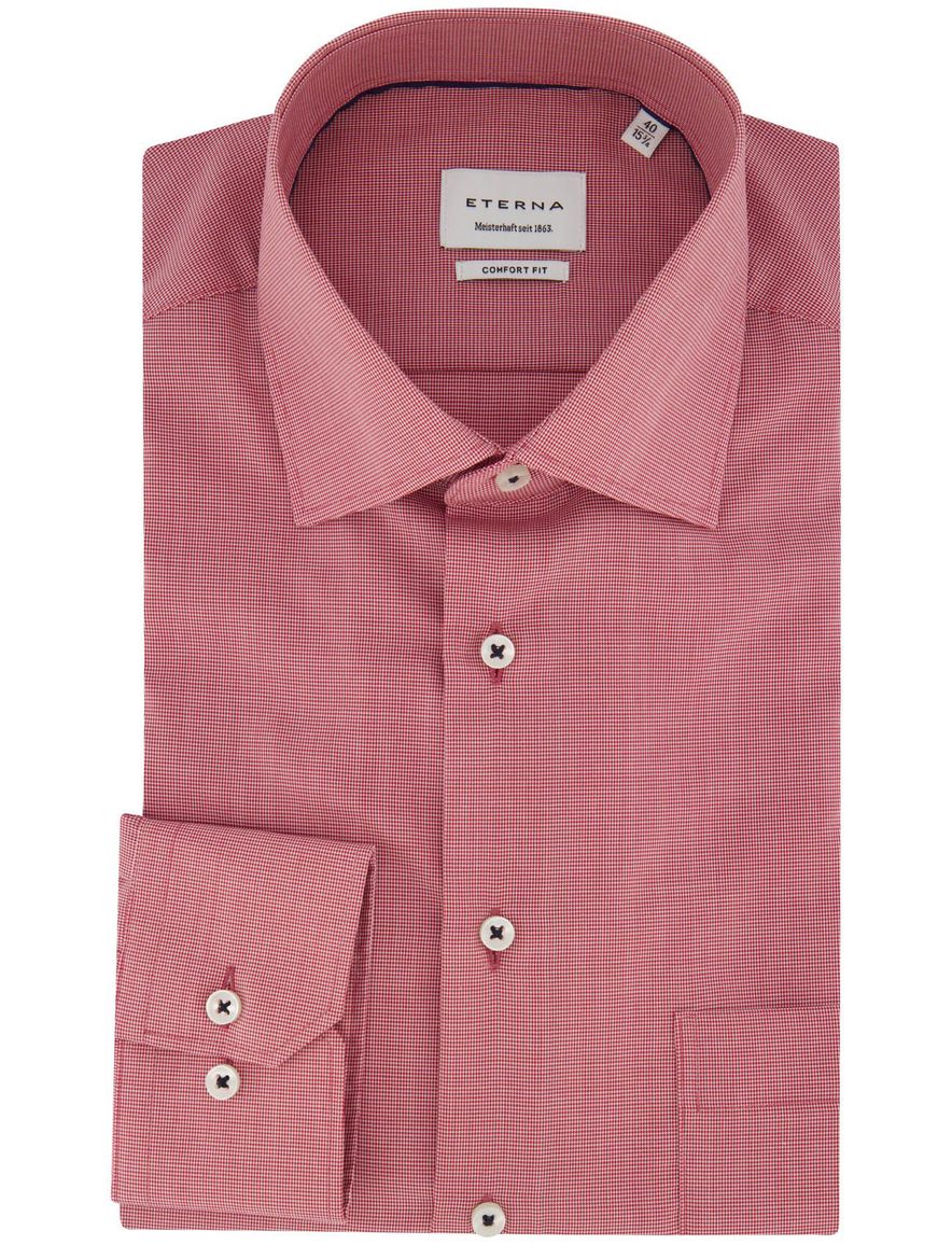 Overhemd rood semi-wide collar Eterna comfort fit