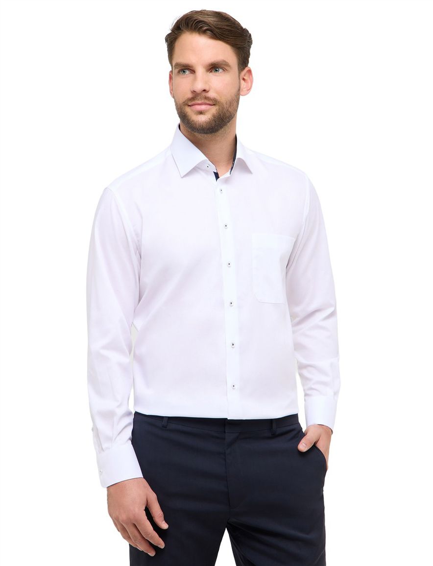 Overhemd rood semi-wide collar Eterna comfort fit