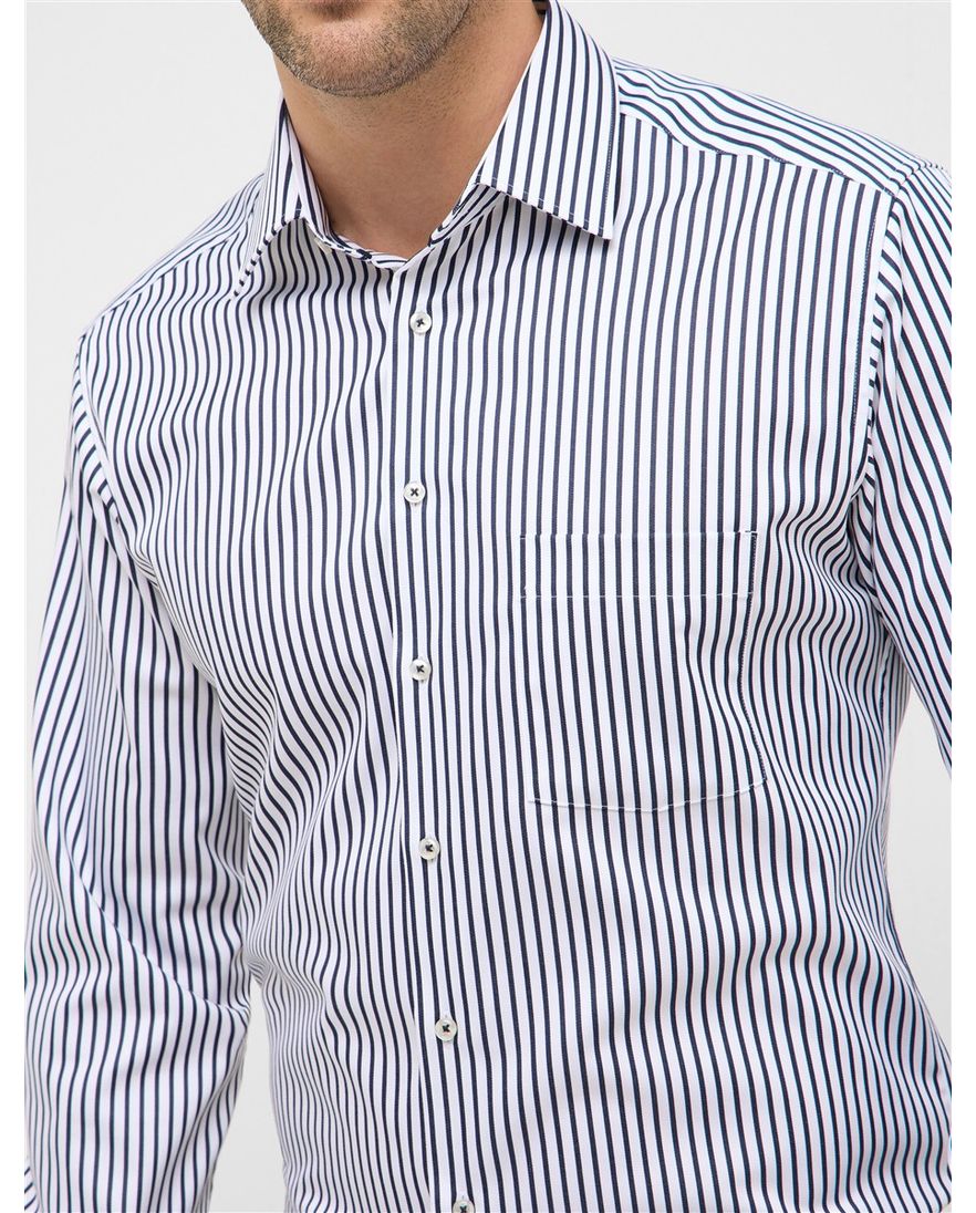 Eterna Modern Fit Overhemd wit donkerblauwe strepen