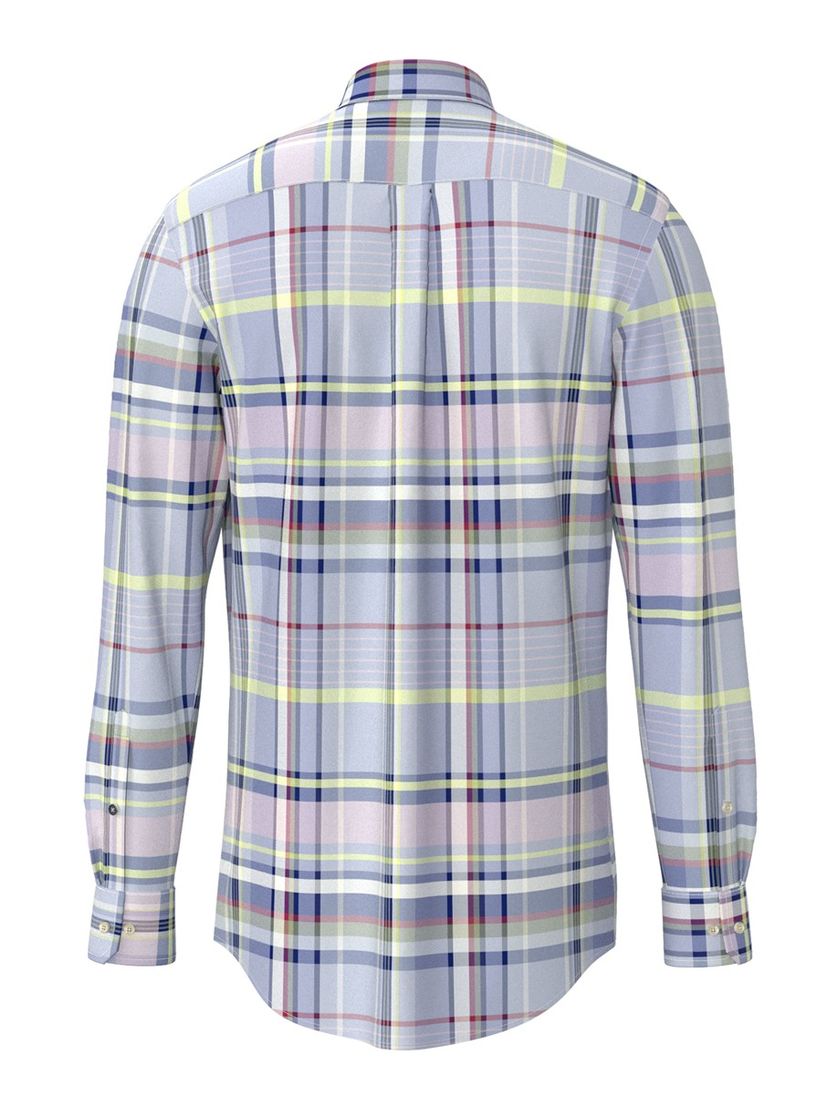 Blauw geruit overhemd Fynch Hatton button down boord