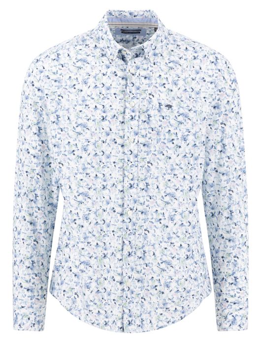 Fynch Hatton overhemd lichtblauw bloemetjes print normale fit