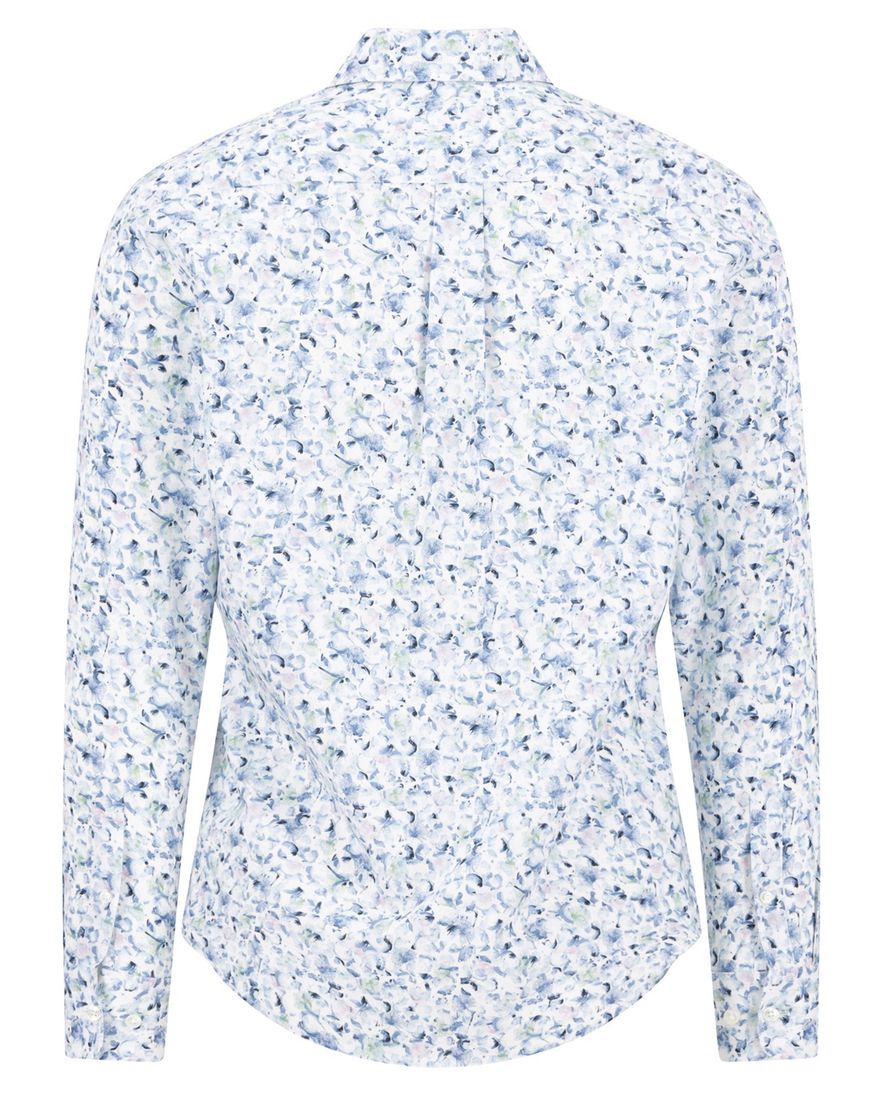 Bloemen print overhemd Fynch Hatton lichtblauw button down boord