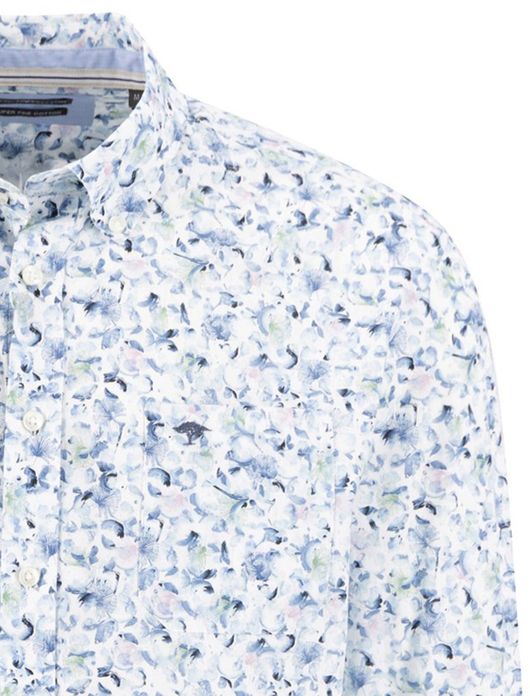 Fynch Hatton overhemd lichtblauw bloemetjes print normale fit