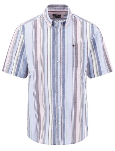Fynch Hatton Overhemd gestreept Fynch Hatton paars korte mouw met borstzak